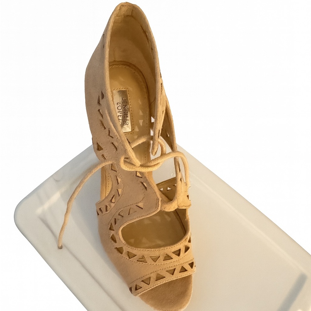 Jennifer Lopez Tan Cutout Heels